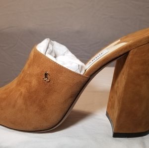 Jimmy Choo Baia Cuoio Suede Block-Heel Mules